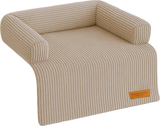 By Cee Cee – Hondendeken Voor Bank – 90 x 90 x 16 cm – Voorzien Van Volledig Afritsbare Hoes En Opstaande Randen – Voor Meubelbescherming – Mokka Ribstof
