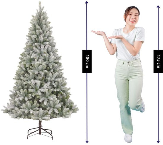 Black Box Trees Nagoya Kerstboom Groen Frosted met Scharnierconstructie - Kerstversiering voor Binnen - Kunstboom met Realistische Uitstraling - Hoogte 180 x Diameter 108 cm
