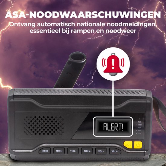 Denver Noodradio - Powerbank Zonne-energie - DAB & FM Radio - Noodpakket - Zaklamp - Opwindbaar - SOS Licht - Solar powerbank - SCD2033
