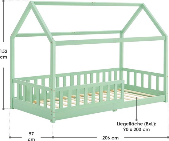 Kinderbed Marli - 90 x 200 cm - Mint