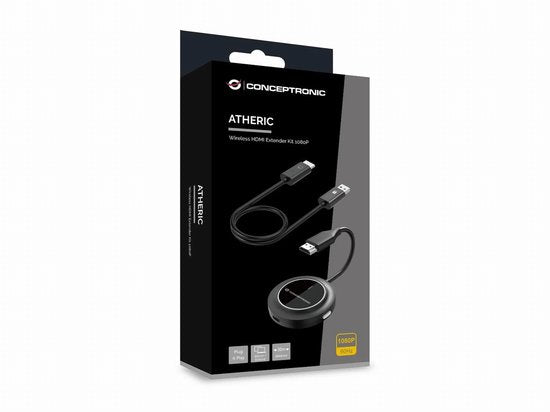 Conceptronic ATHERIC02B - Draadloze Beeldschermadapter - Draadloze HDMI verlengset 1080P - HDMI/USB - Volledige HD Dongle