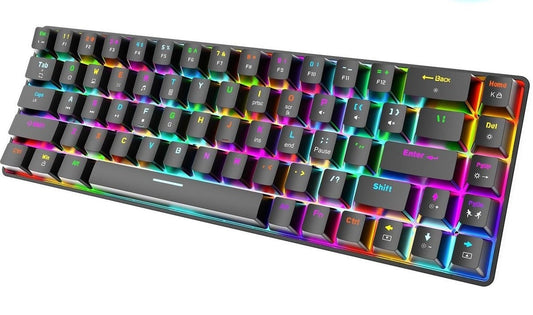 T8 RGB Mechanisch 68Keys gaming toetsenbord - Windows/Mac game toetsenbord - Brown Switch - QWERTY - Mechanical Keyboard - Zwart