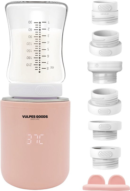 Vulpes Goods® Flessenwarmer – Draadloos  – 8800 mAh – 8 x 8 x 10 cm – Roze