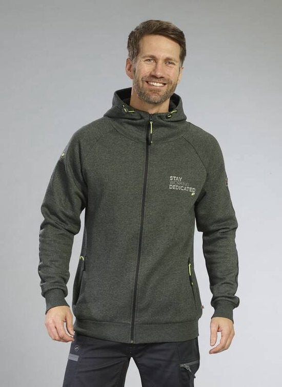 TERRAX WORKWEAR Sweatjacket met Capuchon, Groen/Zwart, Maat L