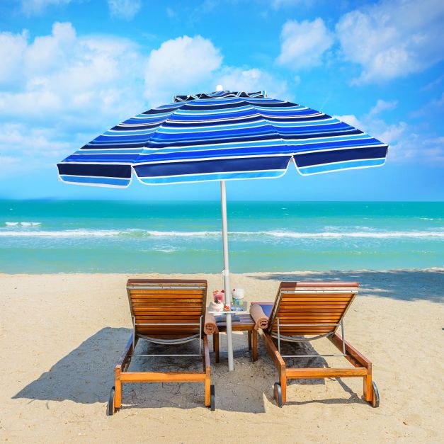 Coast Strandparasol 220 cm - UPF50+ - Kantelbaar - Met Bekerhouder/Draagtas