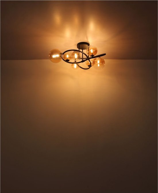 Globo - hanglamp - Tuberius - messing zwart - glas metaal - Ø 65cm - G9 - 56141-8H