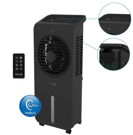 Clean Air Optima® CA-104B - 3in1 Aircooler, Luchtkoeler, Luchtbevochtiger en Circulator Ventilator - 360° automatische oscillatie - Extreem stil! 10dB