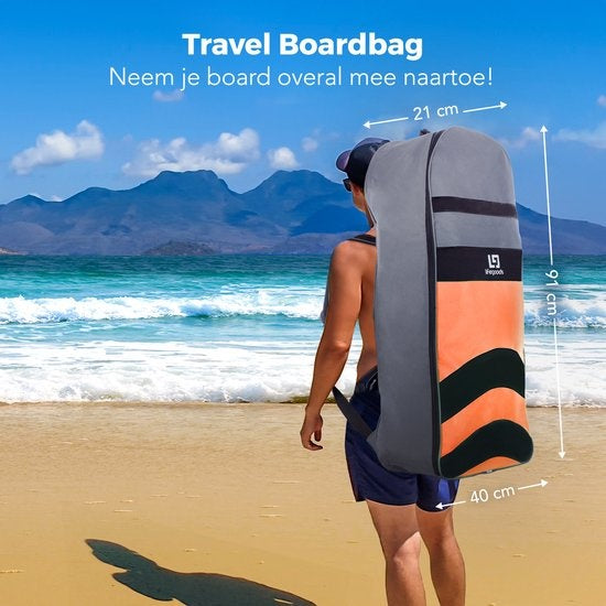 LifeGoods - SUP Board & Opblaasbaar Paddle Board - 320x81 cm - Oranje PVC - Stabiel & All-round - Inclusief Complete Set - Maximaal Draaggewicht 135 kg
