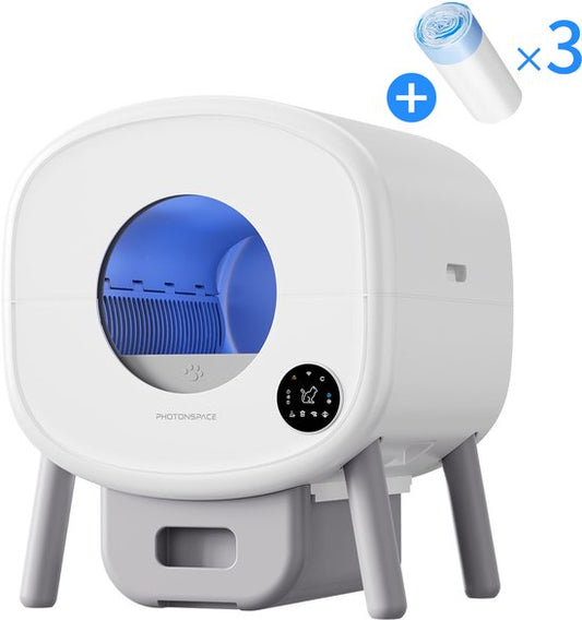 Zelfreinigende Kattenbak - Grote Capaciteit Automatische Kattenbak -XXL 95L - Electrische Kattenbak - Incl. App-Met Kattenbakmat en 3 rollen opvangzakjes