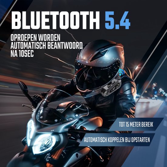 Tech Essentials R500 - Motorhelm Headset - Met Bluetooth 5.4 - Intercom - Radio - Harde microfoon - Brommer - Scooter