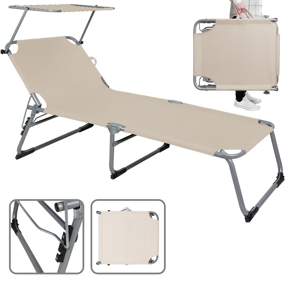 Casaria - Aluminium Ligbed Hawai - met Zonnedak \\u2013 Beige
