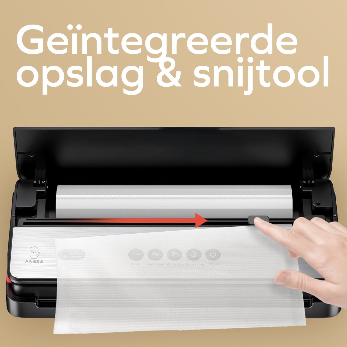 KitchenBrothers vacumeermachine advance - 8L/min - 4 standen - 28x600cm rol - zwart - compact 39x18x7,5 cm