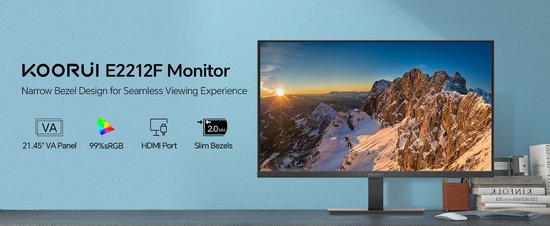 Koorui E2212F computer monitor 54,5 cm (21.4") 1920 x 1080 Pixels Full HD Zwart