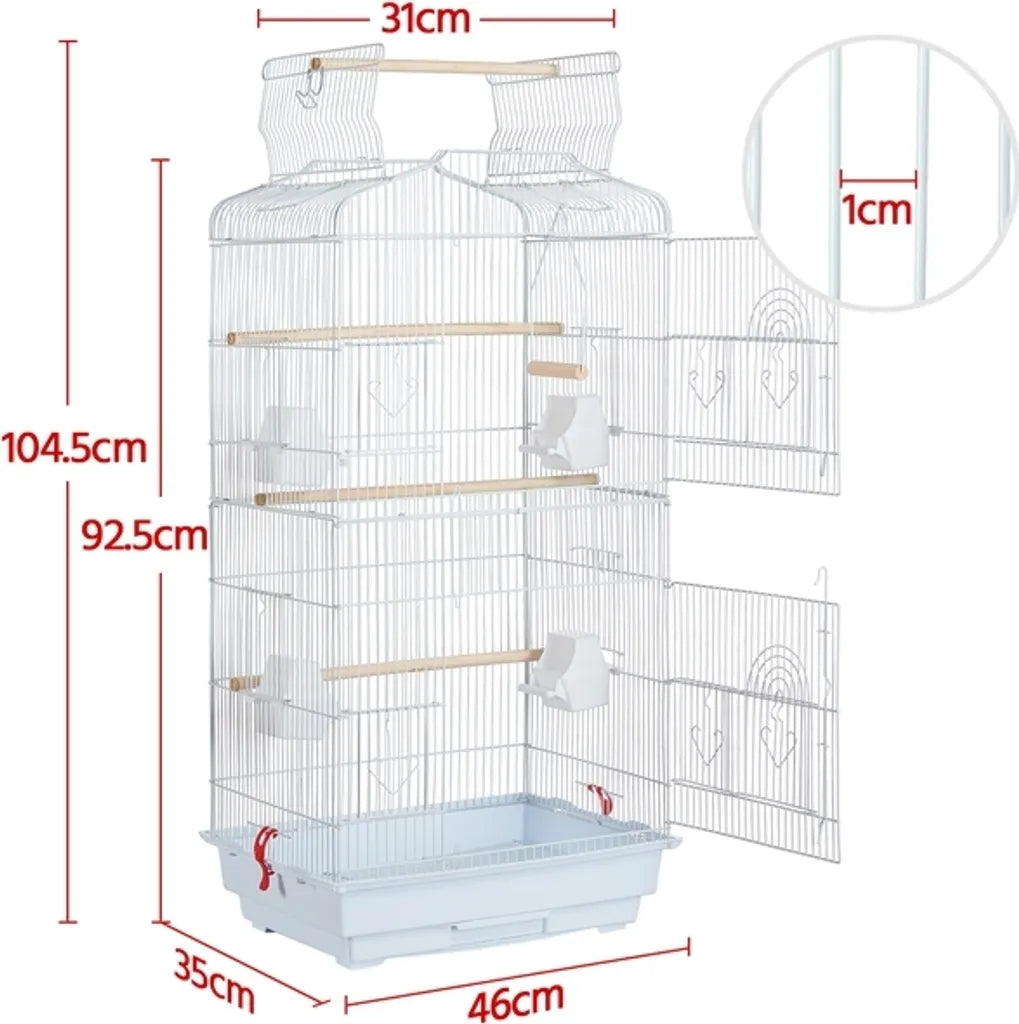 Yaheetech Vogelkooi - 46x35x104,5 cm - Dakopening - Wit Lichtblauw