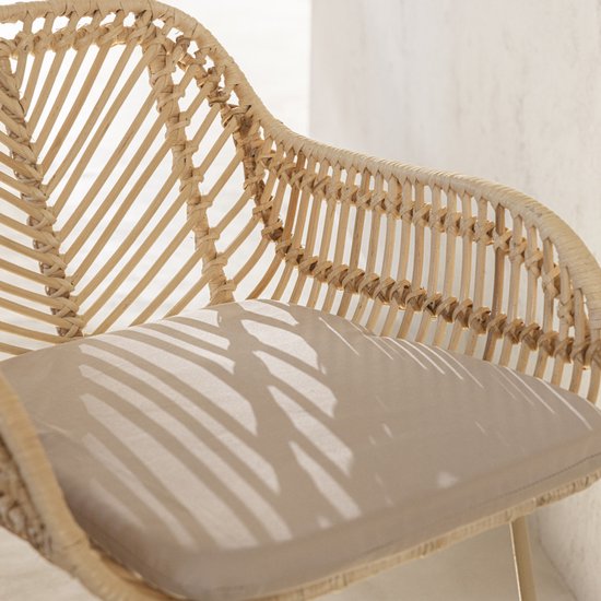 Nunuhai - Set van 2 rotan barkrukken met beige poten, hoogte 68 cm