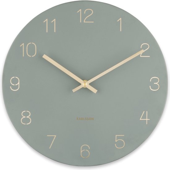 Karlsson Wandklok Charm - Gegraveerde cijfers Jungle Groen - Small - Ø30cm - Wandklok Scandinavisch