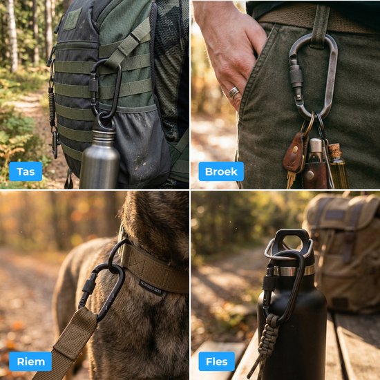 Nuvance Karabijnhaak - 5 stuks - Karabijnhaak Sleutelhanger - 77mm - Musketonhaak - Carabiner