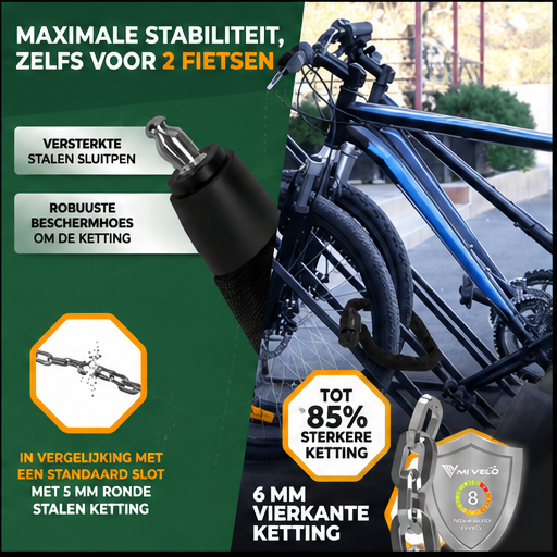 Fietsketting Slot 6mm Gehard Staal – 90cm – Met Sleutelslot – Anti Diefstal Fiets Slot