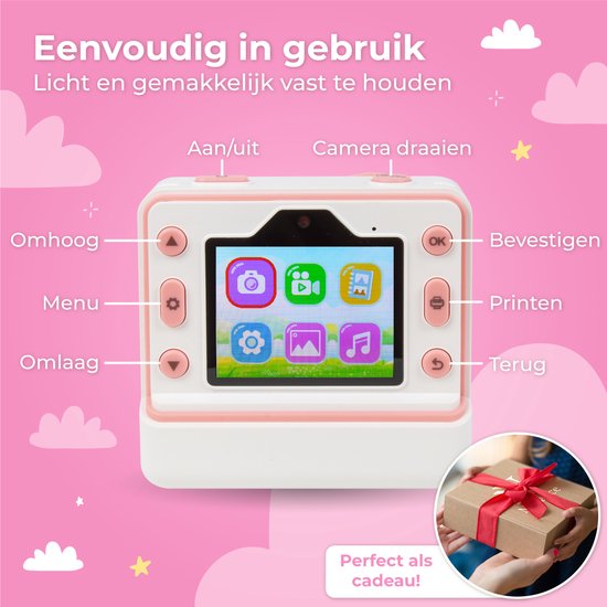 Nuvance - Kindercamera - Speelgoed Camera Kinderen - Incl. 32 GB SD Kaart - Foto & Video - Foto Printer - Digitale Kinder Camera - Fototoestel voor Kinderen - Kindercamera's - Roze