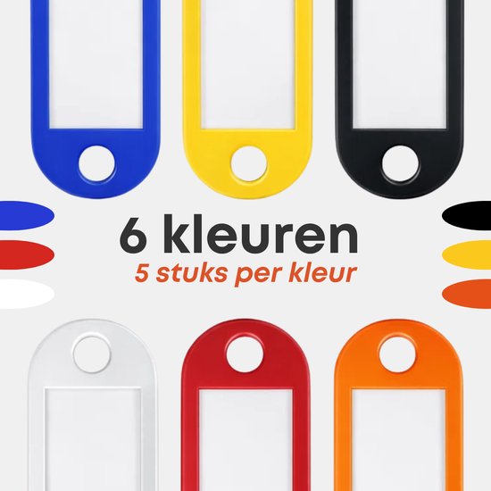 Vaive Sleutellabels 30 Stuks – Sleutelhanger met Karabijnhaak, Ringen en Naamkaartje – Sleutelringen voor Sleutelbeheer - Sleutelring 25 mm