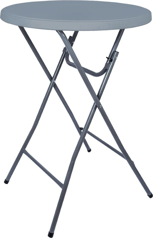 BRASQ Statafel Grijs ø80 x 110 cm - Bartafel - Vouwtafel - Inklapbaar van kunststof en metaal voor binnen en buiten