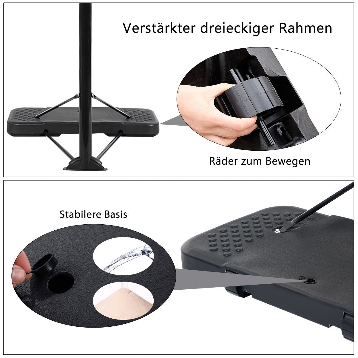Coast Basketbalpaal - Basketbalring Met Standaard - 220-305 cm Hoogte - Zwart