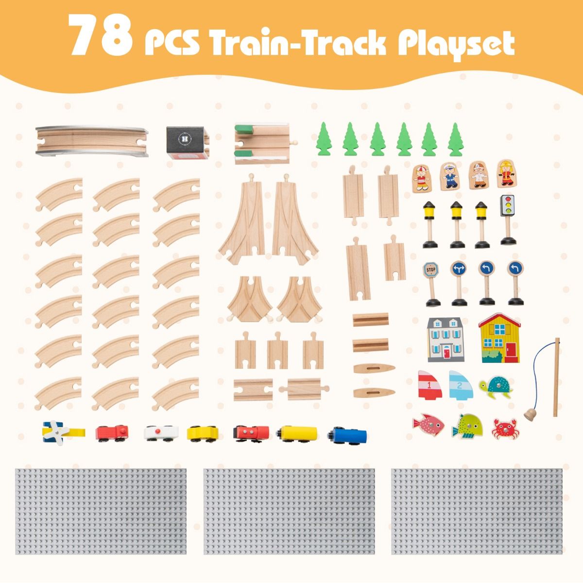 Coast Houten Treintafel voor Kinderen - 5-in-1 Activiteitentafel - 78-delig - Natuurlijk