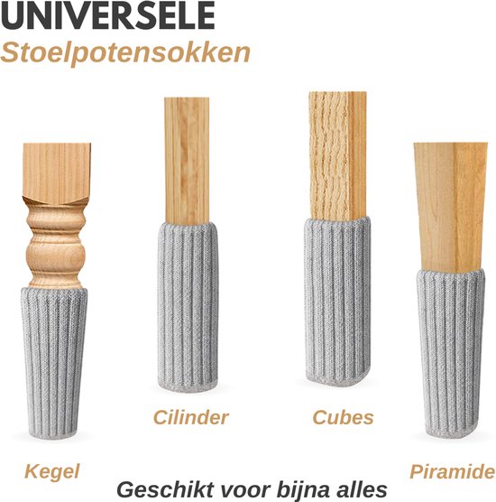 Vaive Stoelpoot Beschermers - Vloerbeschermer - Stoelpoot Sokken - Stoelpootdoppen - Stoelpootbeschermers - Stoelsokken - Grijs