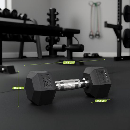 VirtuFit Hexa Dumbbell Pro - 7 kg - Hexagon dumbbell - Duurzaam en slijtvast - Krachttraining - Gewicht - CrossFit & Fitness - Geschikt voor beginners en professionals - Per stuk verkocht