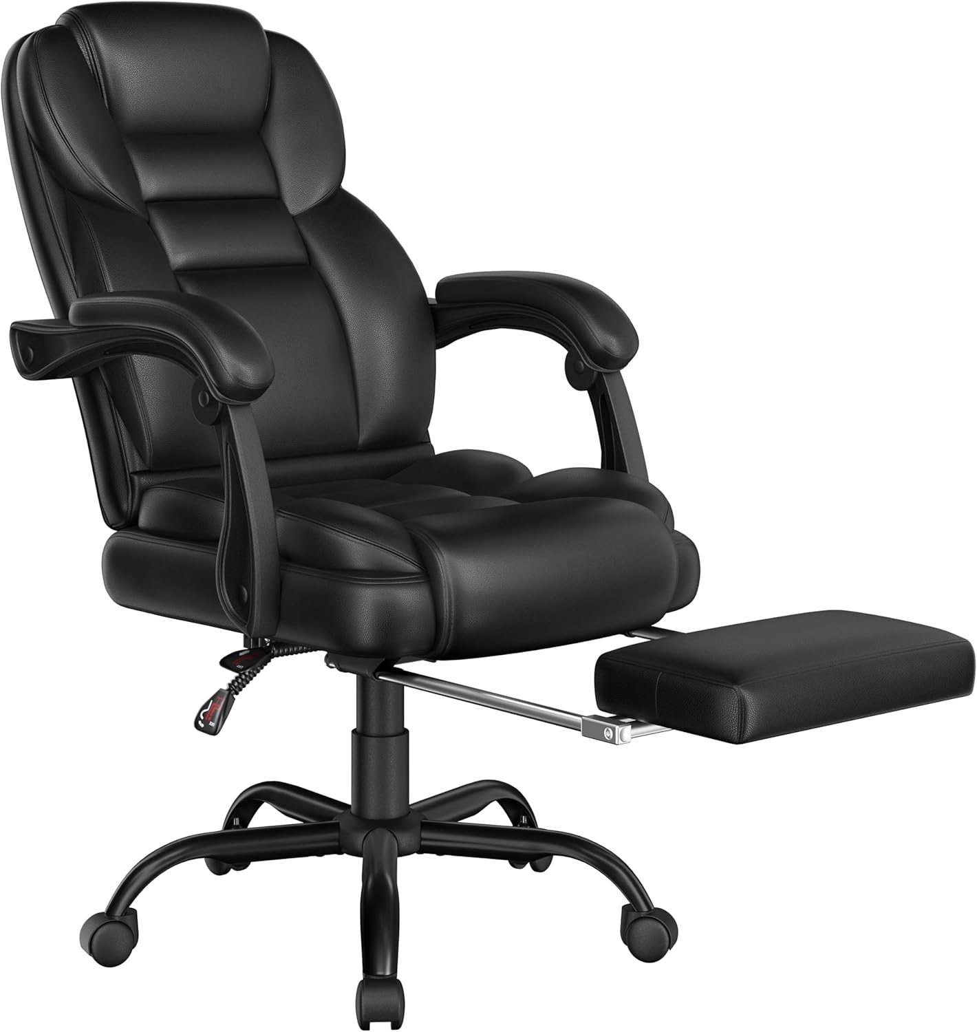 Yaheetech Ergonomische Directiestoel - Met Uitschuifbare Voetsteun - Hoge Rugleuning - Zwart