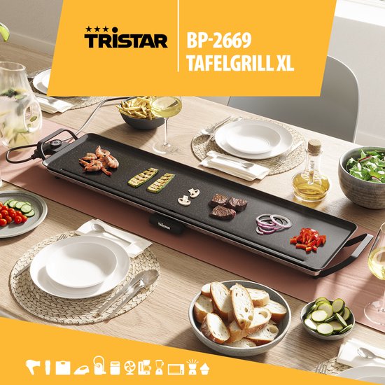 Tristar Bakplaat - BP-2669 - 1800W - Gourmet, Grillplaat XL 90x23cm - 8-10 personen