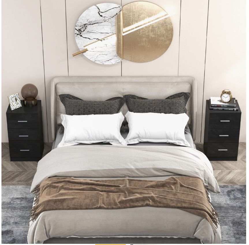 Coast Ladekast Zwart – 34 x 37 x 66 cm – Smalle Opbergkast met 3 Lades