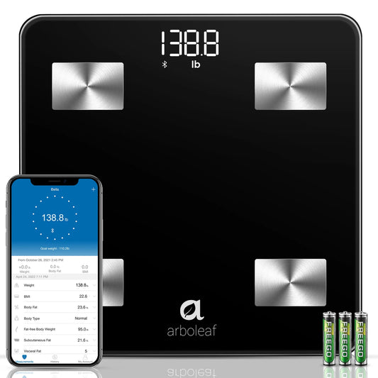 Arboleaf CS20N Slimme Personenweegschaal - Bluetooth - 14 Lichaamsmetingen - BMI- en Spiermassa-analyse - App - Zwart