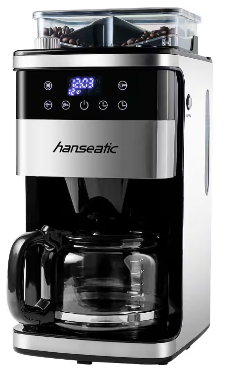 Hanseatic Koffiemachine met Molen HCMG105015SD - Zwart/Zilver - 21 x 31 x 42 cm - 1,5L, 12 Kopjes