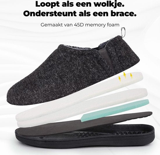 Pantoffels Heren - Sloffen - Zwart - Anti-slip - Maat 44/45 - Comfeet