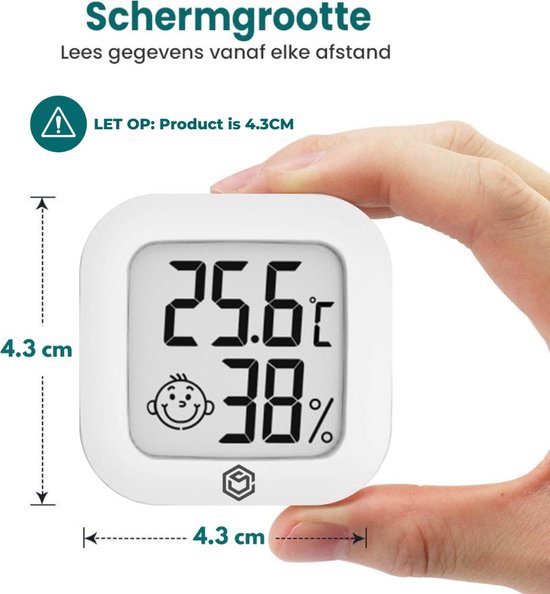 Ease Electronicz Hygrometer - Weerstation - Luchtvochtigheidsmeter - Thermometer Voor Binnen - Incl. Batterij en Plakstrip