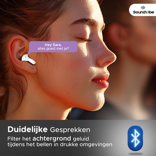 SoundVibe® - Earbuds Draadloos Met Noice Cancelling - Wit - Bluetooth Oordopjes - Noice Cancelling Hoofdtelefoon - LX-10 Earpods met Scherm - Werkt Met Apple En Android - Earpods USB C - Wireless Earphons - Oortjes Draadloos
