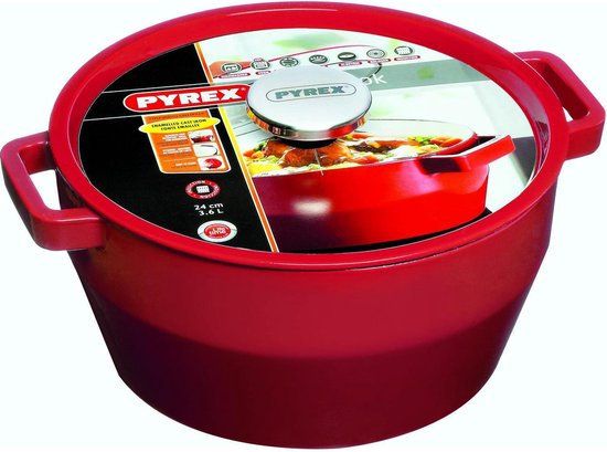Pyrex Slowcook Braadpan - Gietijzer - Ø 24 cm - 3.6 l - Rood