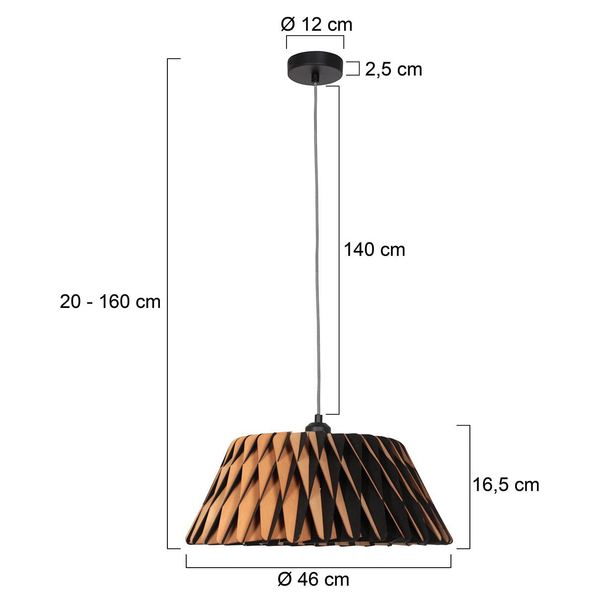 Anne Lighting - hanglamp - Maze - naturel - hout - Ø 46cm - E27 - 3490BE