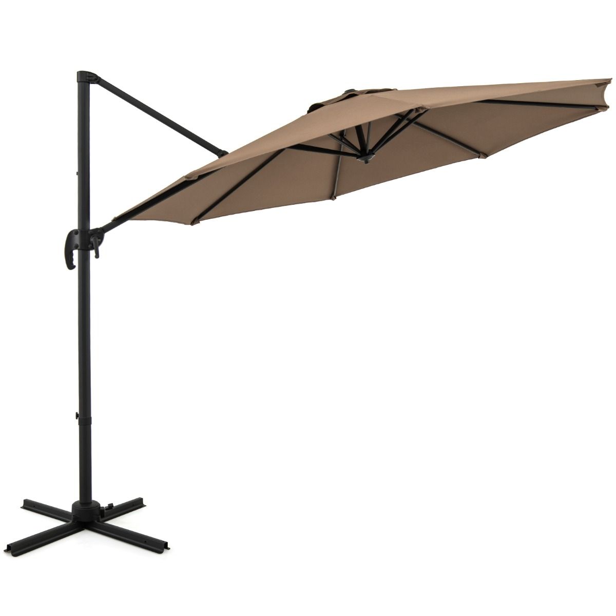 Coast Ronde Zweefparasol - 5-voudig verstelbaar - 360° draaibaar - aluminium paal - 308 x 248 cm - bruin