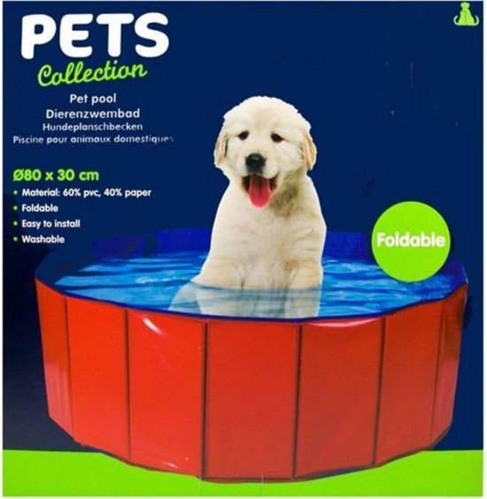 Dierenzwembad - Ø80x30cm - Hondenzwembad - Dierenplonsbassin - Rood/Blauw