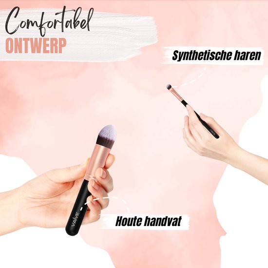 VAIVE Make Up Kwasten Set - Foundation Kwast - Oogschaduw Borstels - Poederkwast - Makeup Kwasten - Kwastensets - Wenkbrauw Borstel