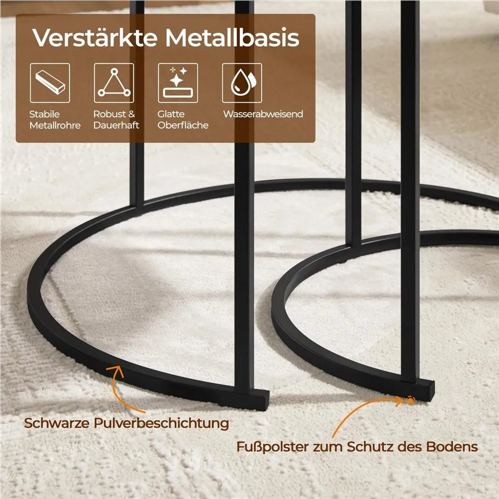 Yaheetech Salontafel Set van 2 – Wit – Rond – Ø60 x 50,5 cm en Ø40 x 41,5 cm