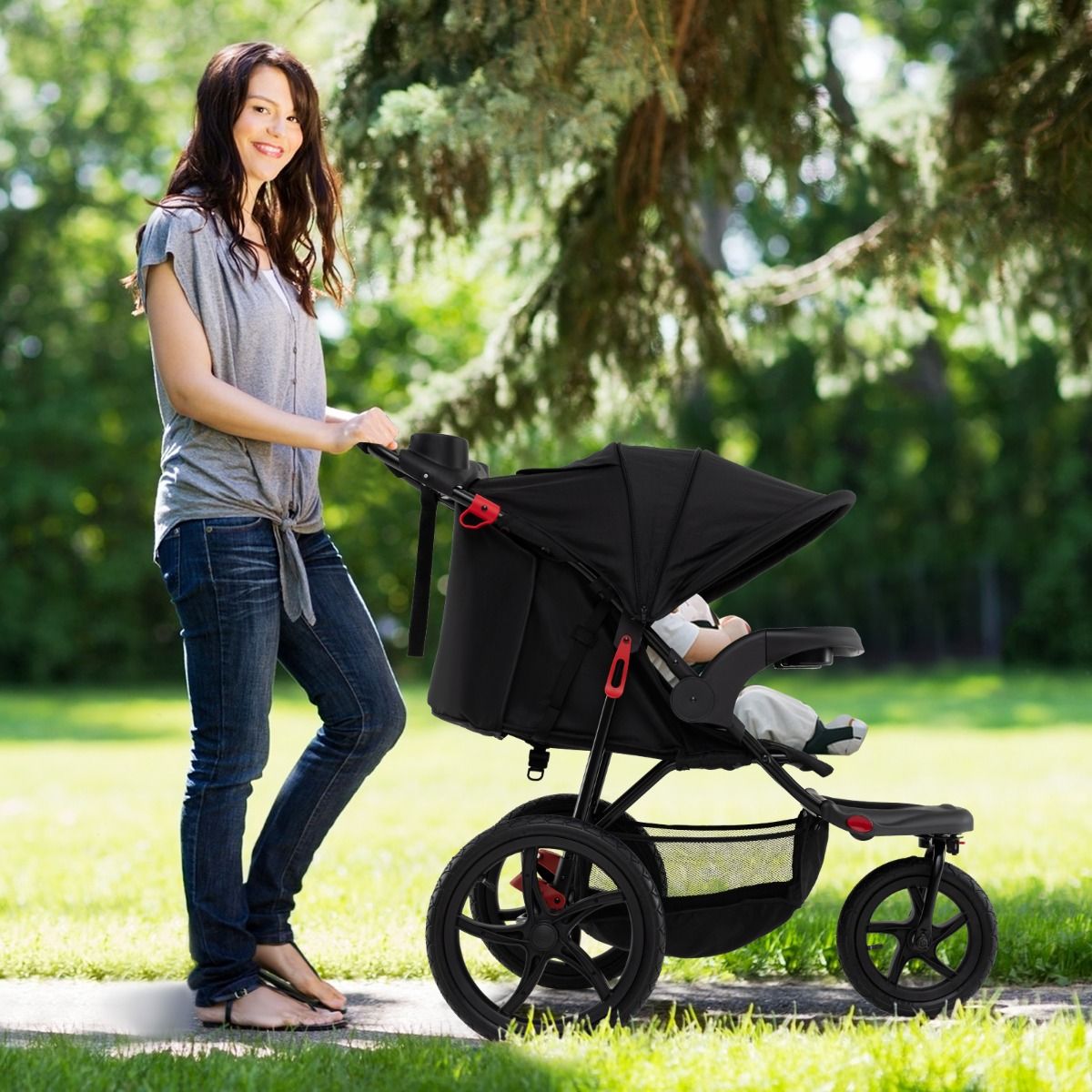 Coast Joggingbuggy - Opvouwbare kinderwagen - Verstelbare zonnekap - Kantelbare zitting - Zwart