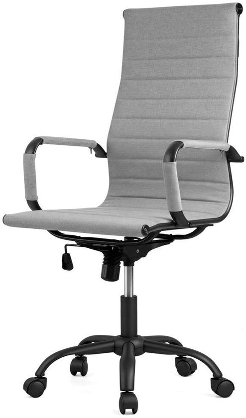 Feel Furniture - Luxe Bureaustoel - Hoge Rugleuning - Lichtgrijs met Mat Zwart Frame