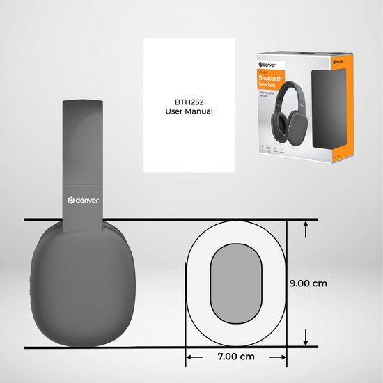 Denver Bluetooth Koptelefoon - Over Ear - Draadloos - Handsfree Bellen - BTH252