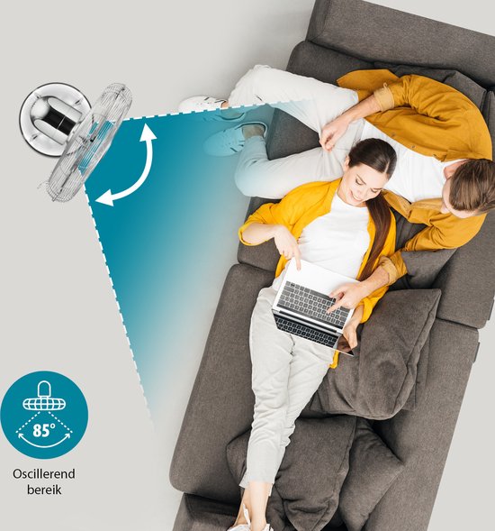 Statiefventilator 40 cm – Metalen Behuizing – 3 Snelheden – 85° Oscillatie – Tristar VE‑5951