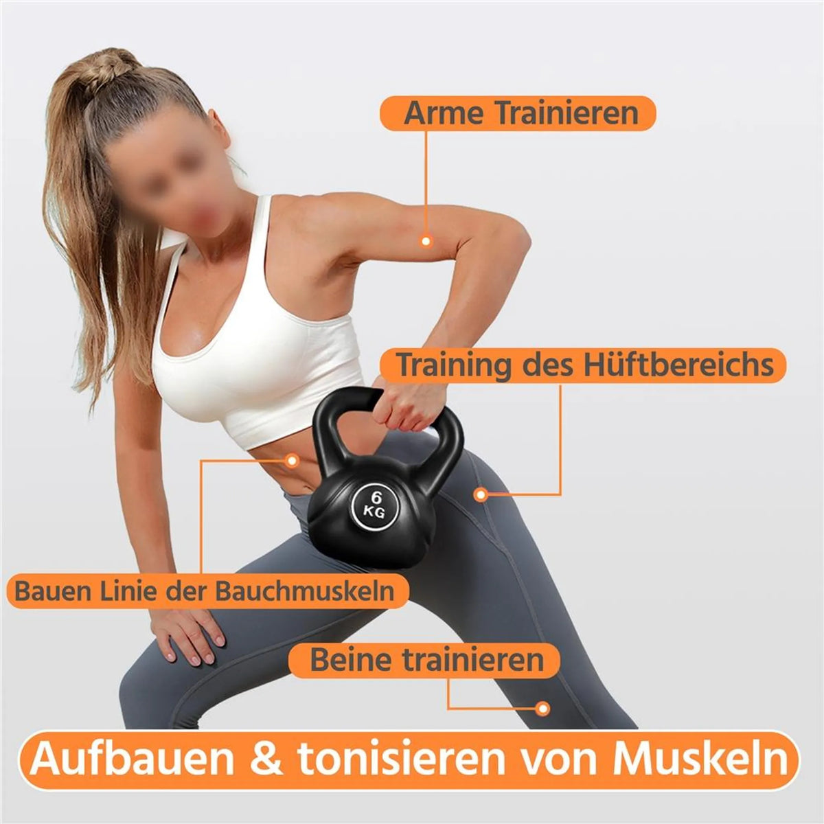 Yaheetech Kettlebell 6 kg – Zwart – 22,5 × 19,5 × 26 cm