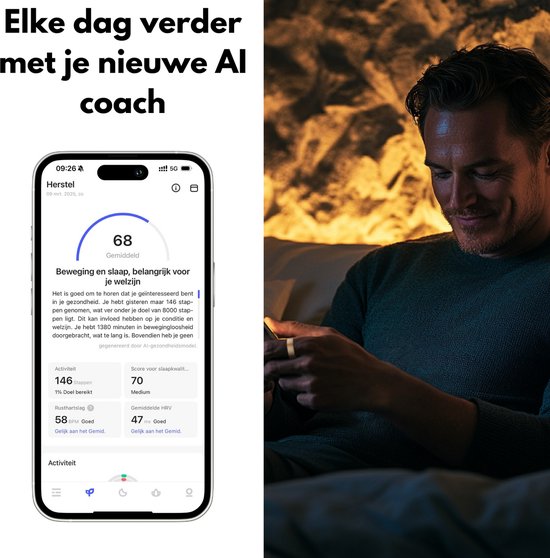 Focus® S2 Slimme Ring - Zilver - Maat 11 - AI Coach - Hartslag - Menstruatiecyclus - Slaap Monitor - Herstelscore - Slimme Ring - Sport Prestatie - Stappenteller - IP68 Waterdicht - O2 Meting - Dames - Heren - Wearables - Oplaaddoos - Beschermring