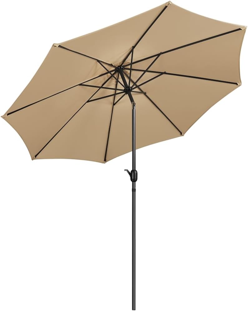 Tuinparasol 300 cm met 8 Baleinen, Zwengel en Ventilatieopening Kaki